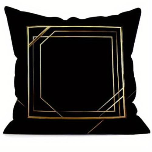 

Home Decor Modern Black & Gold Geometric Pillow Covers Pattern Cushion Cover Suitable for Sofa Bedroom Car Pillow Cover 40x40cm 16x16in