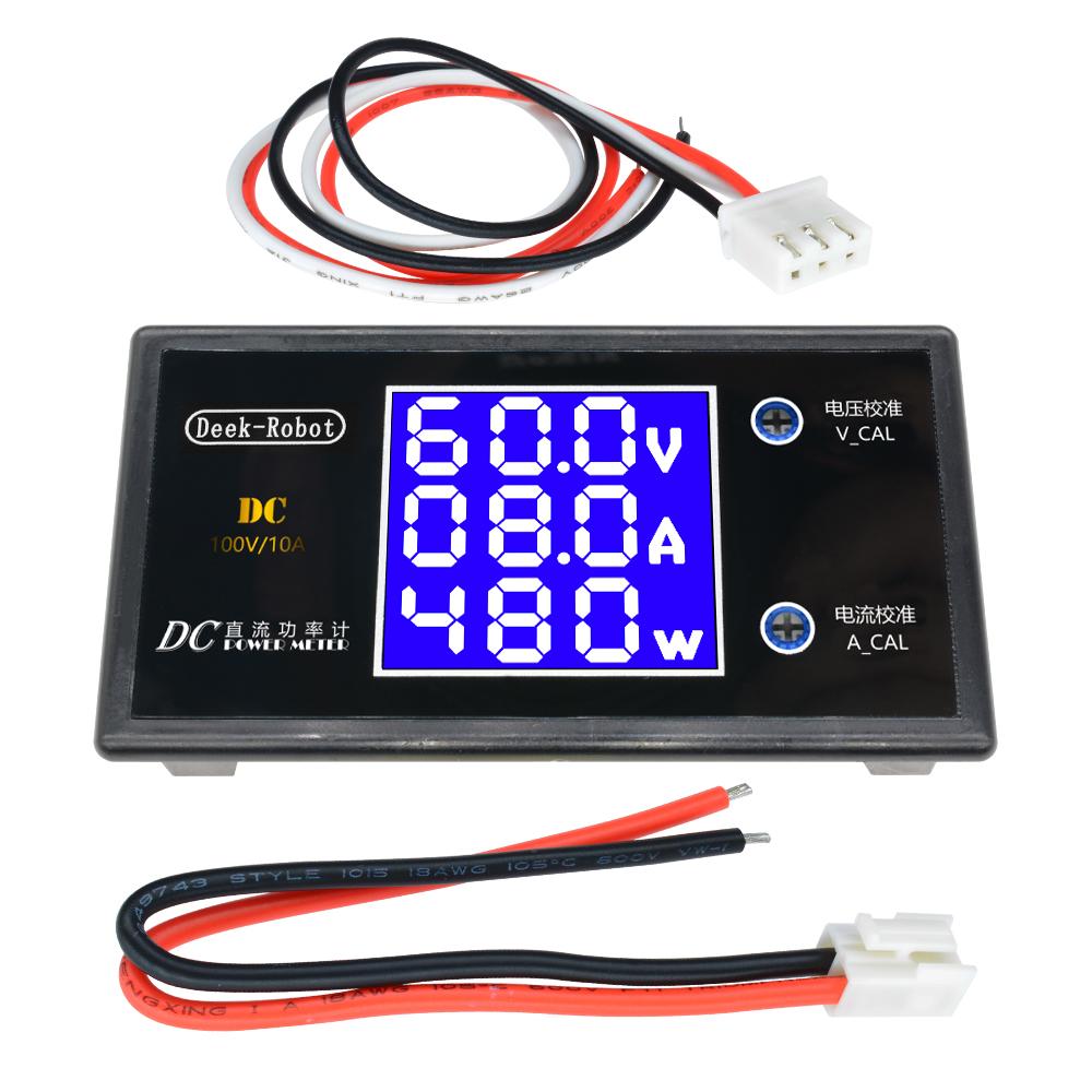 LCD Digital Voltmeter Ammeter Wattmeter Voltage Current Power Meter Volt Detector Tester Monitor 48V 60V 72V DC 0-100V 10A 1000W