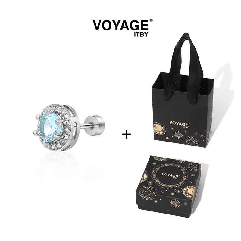 Blue Zircon Titanium Steel Stud Earrings for Women - Luxurious and Comfortable for Sleeping, Ear Bone Accents, Elegant Ear Accessories.