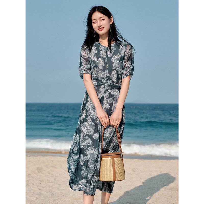 

Anna K Elegant Vintage Lace Print Pleated Mesh A-Line Dress 2XL