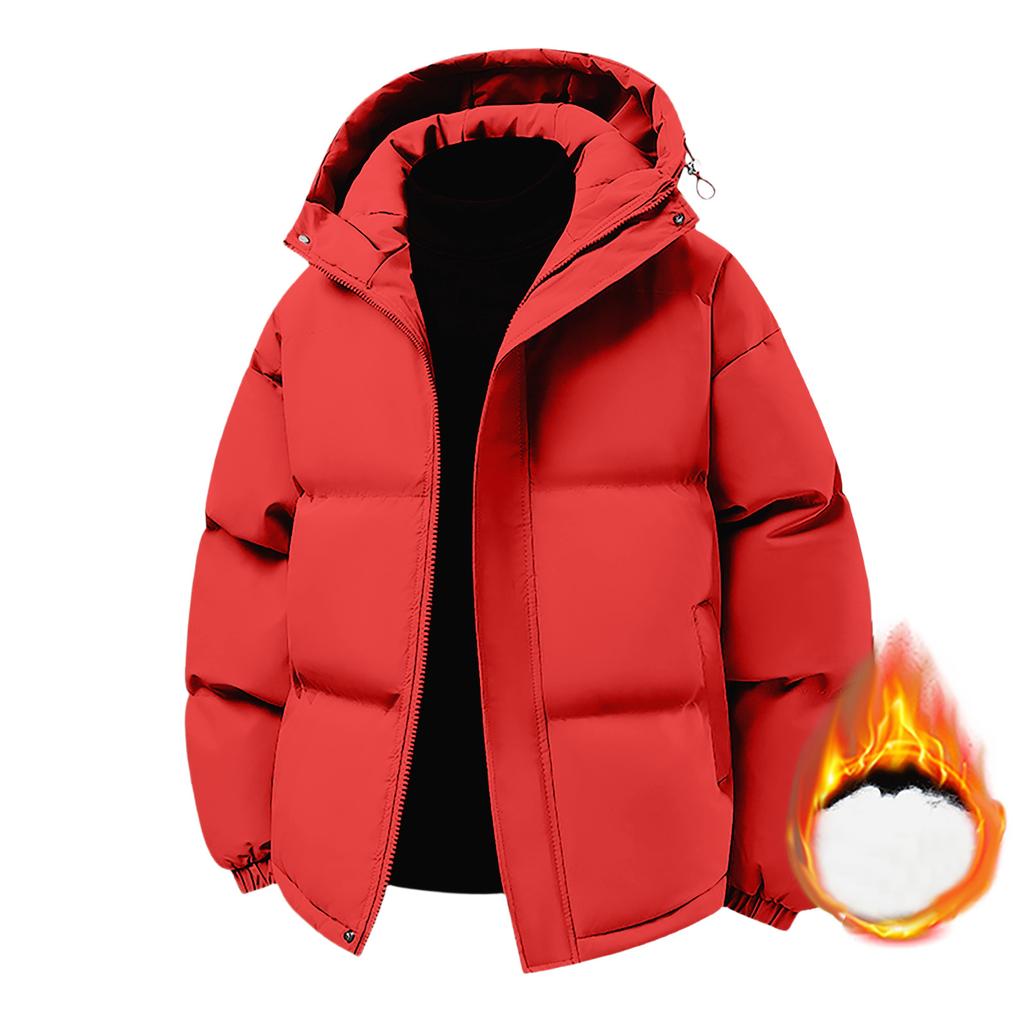 Men's Oversized Casual Down Jacket With Long Sleeves And Hood