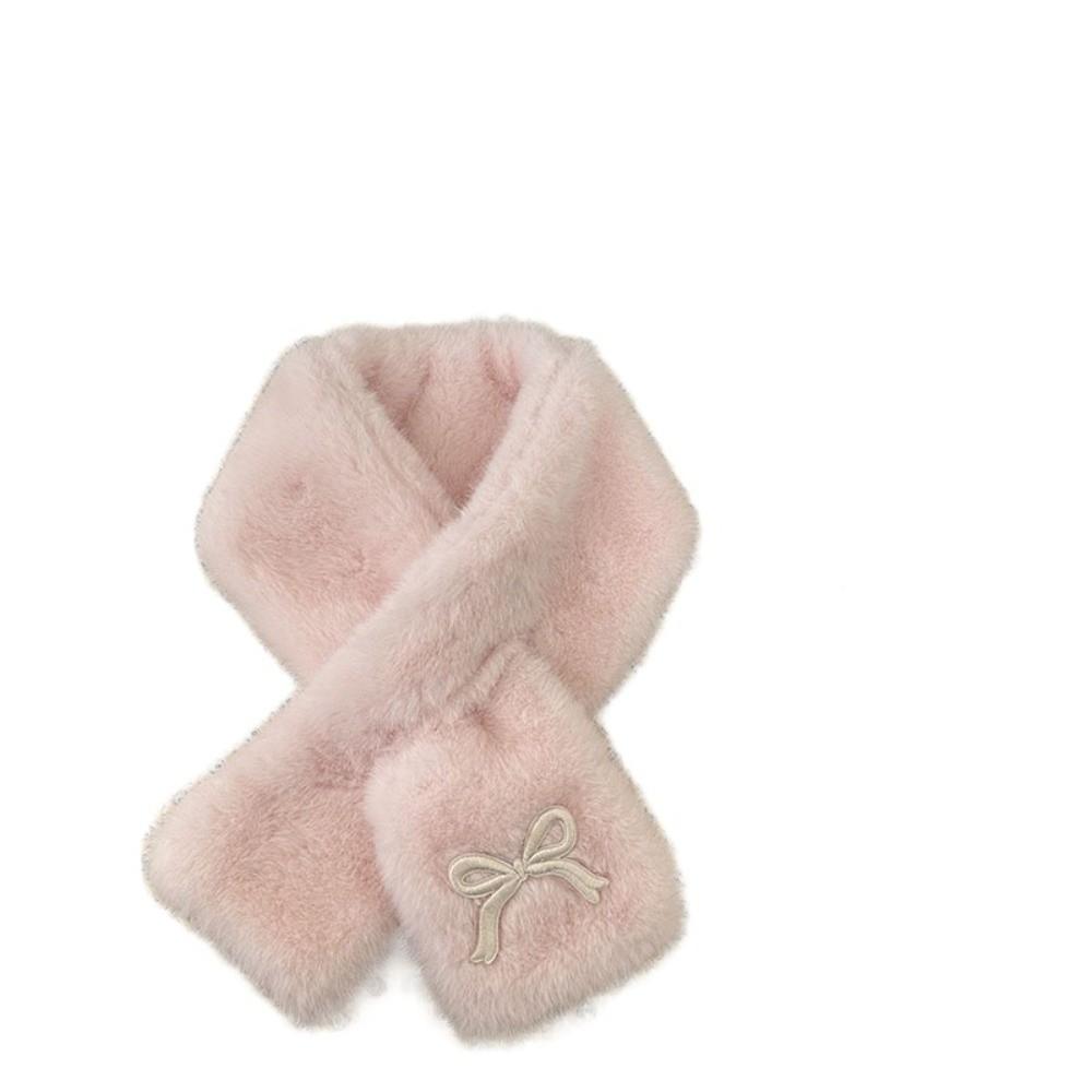 Solid Color Bowknot Scarf Korean Style Kids Plush Scarf Sweet Anti-Cold Neckerchief Gifts