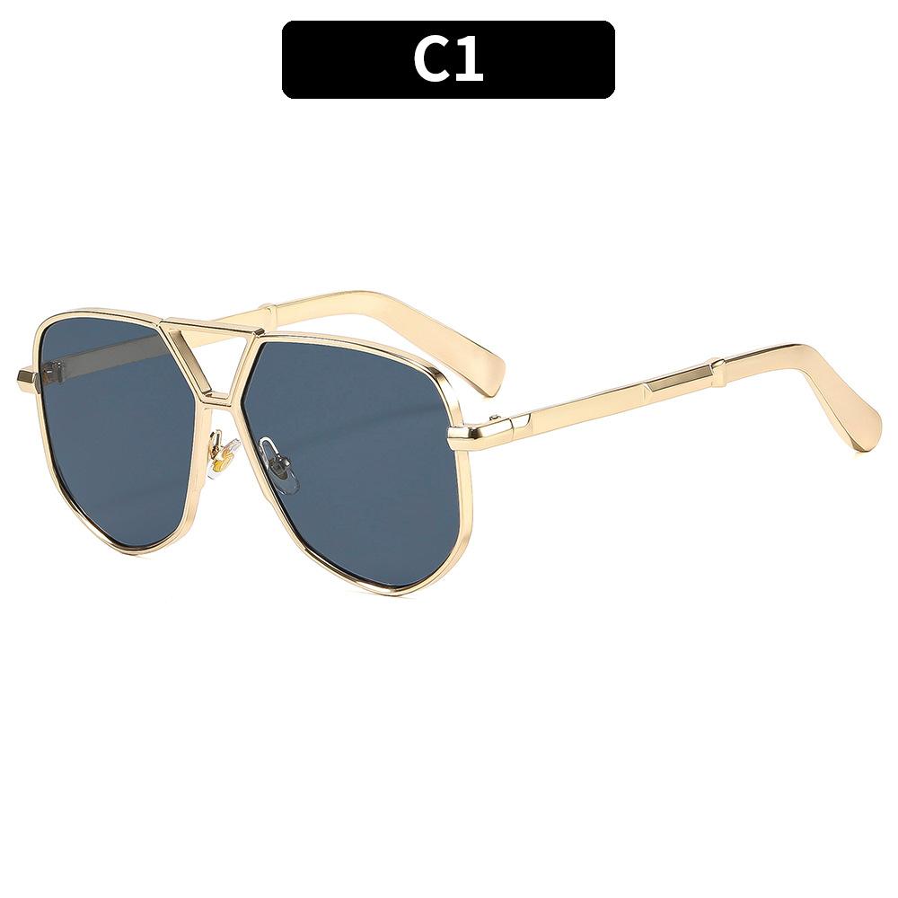 European And American Fashion New Metal Double Beam Sunglasses Personalized Retro Versatile Trend Pilot Sunglasses Men'S Glasses