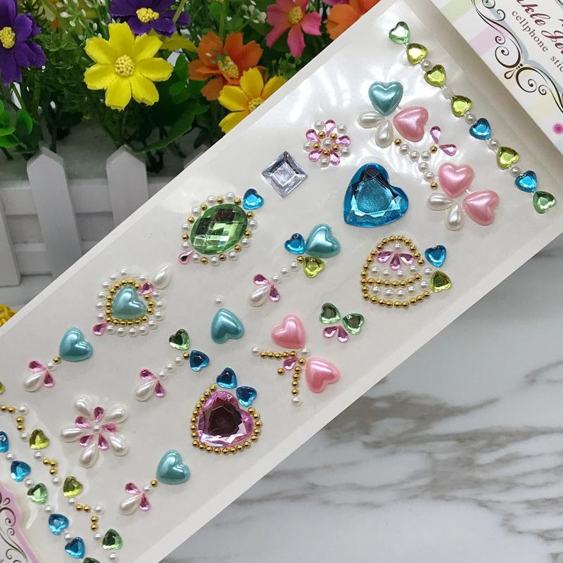 Children's Crystal Acrylic Diamond Stickers Children's DIY Handmade Decoration Pearl Shape Comes with Adhesive Creative Adhesive Painting