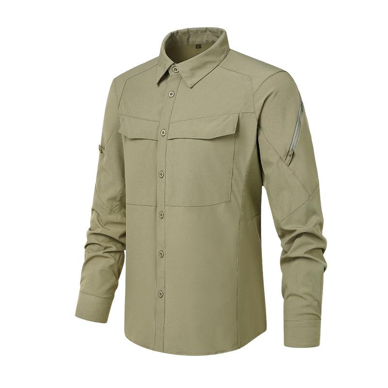 Herren Hochwertige Taktische Hemden Herren Outdoor Kampf Mehrere Taschen Schnelltrocknend Cargo Camping Langarmhemden
