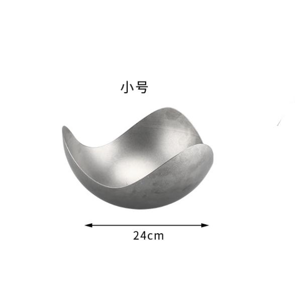 Vintage Silver Stainless Steel Fruit Tray, Salad Bowl, Tableware, Snack Storage Tray, Coffee Shop Decoration Service Tray