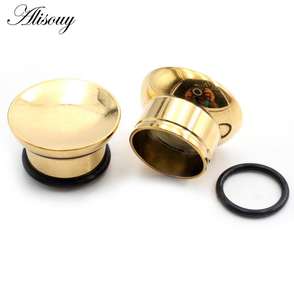 Alisouy 2 Stück konkave, hohle, schalenförmige Ohrstöpsel aus Edelstahl, ausgestellte Ohrstöpsel, Expander, Keilrahmen, Messgeräte, Piercing, Körperschmuck