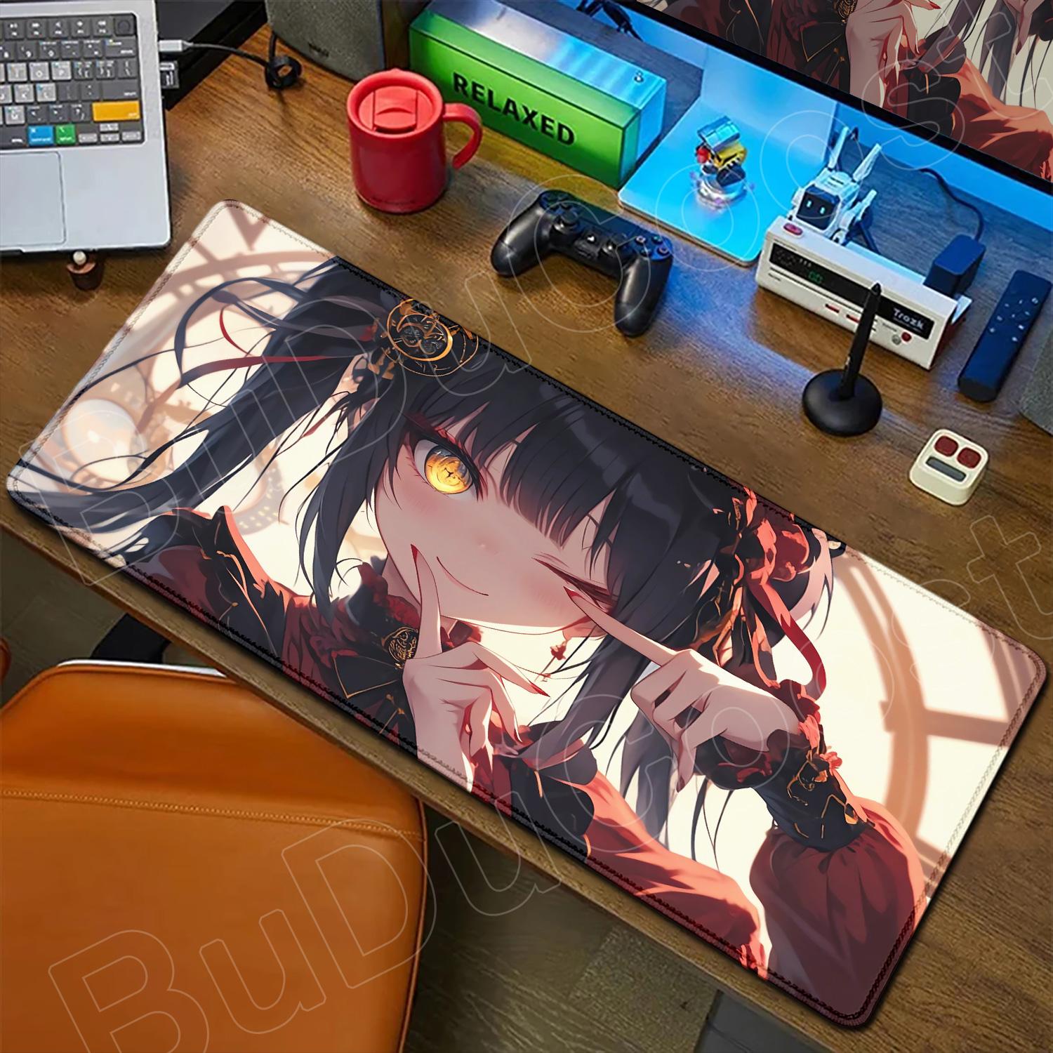 

HD Милая Девушка Большой Коврик для Мыши Аниме Date A Live Коврик для Мыши Ноутбук Игровые Аксессуары Клавиатура Рабочий Стол Токисаки Куруми Тока Ятогами 600x300x2mm