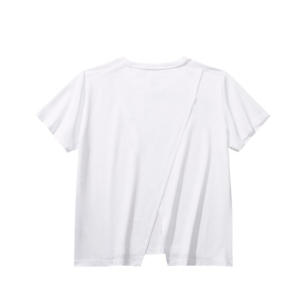 Anta Comfortable Short Sleeve Knitted Sports T-Shirt Women tops Snow-White 162528127-1