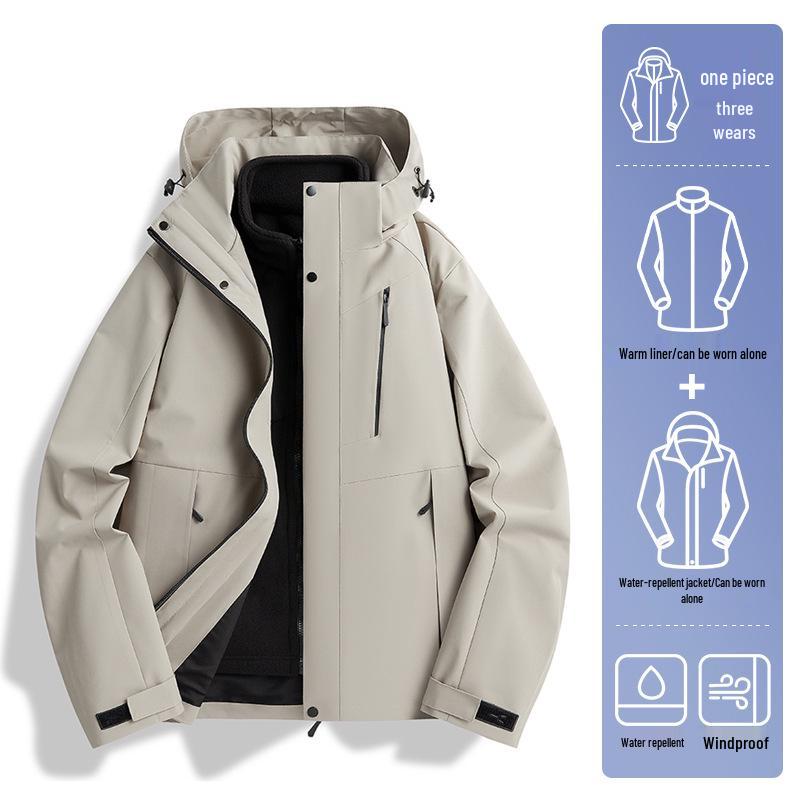 Woodpecker 3-in-1 Windproof Jacket with Removable Fleece Lining for Men & Women – Autumn/Winter Casual Outerwear