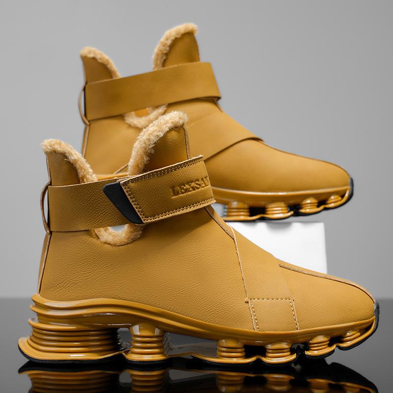 

Мужские большие размеры кожаные мягкие эластичные зимние теплые холодные утепленные сноубутсы нескользящие износостойкие для активного отдыха спорта походов ботинки Мартин из хлопка обувь-лезвия 46