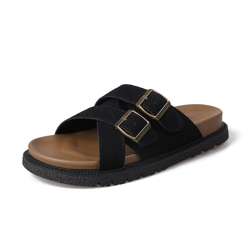 Slippers female summer wear 2025 new fashion fairy style with skirt high-end thick-soled one-word sandals