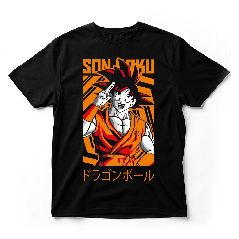 Dragon Ball Z Son Goku TShirt Orange Japanese Text Anime Graphic Tee Unisex Bla S