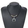 Unisex Retro Bohemian Crescent Moon Leather Choker Necklace with a Spicy Edge