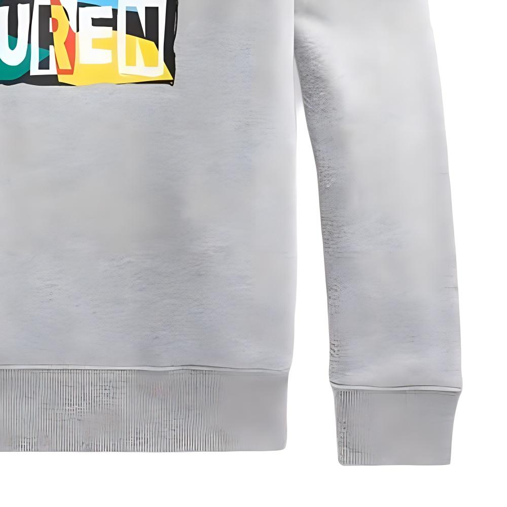 Polo Ralph Lauren SS22 Hooded Pony Pattern Fleece Lined Sweatshirt Unisex Gray 710868912002