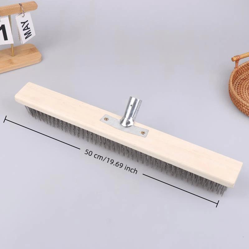 Multipurpose Steel Wire Deck Brush Head 20Cm 30Cm 50Cm Heavy Duty Metallic Wire Brush For Patios Grime And Garage Floor