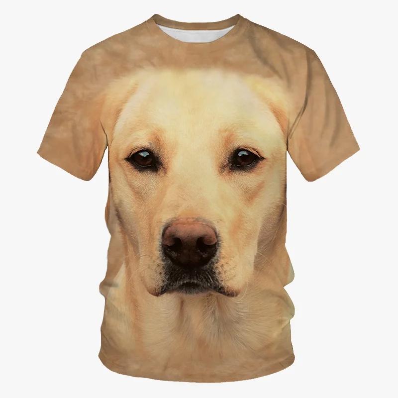Summer Round Neck 3D Funny Animal Dog Graphic Print Top Fashionable Casual Short Sleeved Men's T-shirts