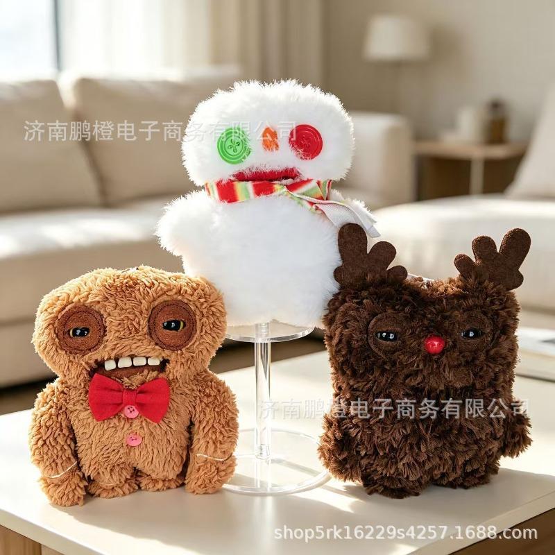 11cm Cute Tooth Monster Plush Toy Christmas Series Ugly Cute Funny Trendy Plush Toy Doll Birthday Gift