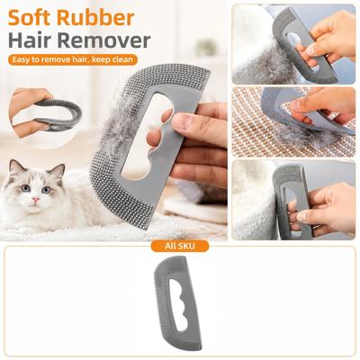 Soft Silicone Hair Remover Brush for Pet Grooming Fur Removal Tool with Ergonomic Handle for Efficient Shedding and Cleaning