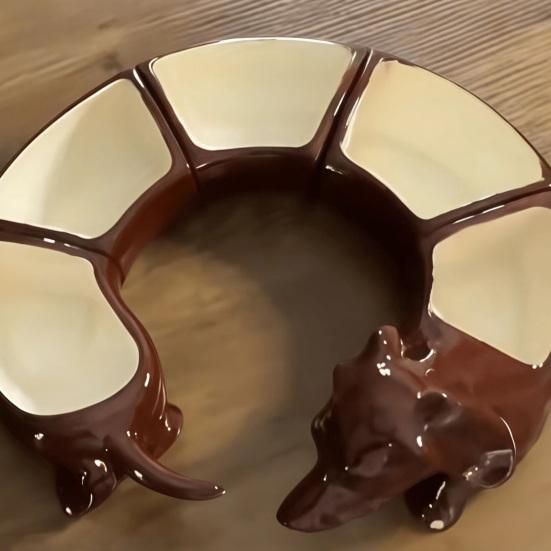 Bandeja de Aperitivos Dividida Vintage Dachshund 5 Compartimentos Bandeja para Servir Resina Plato para Snacks para Queso Frutos Secos Frutas Regalo Decorativo para Amantes de los Perros Anfitriones