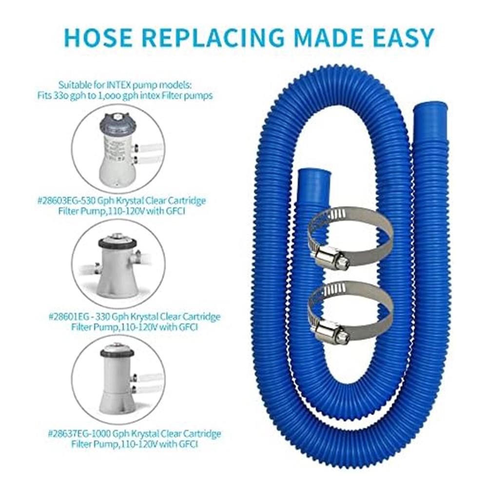 32mm Pool Hose Set With Metal Clips Easy Installation Flexible Leak-Proof Polyethylene For Above Ground Pool Pumps