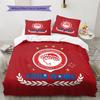 Ensemble de couette à motif Olympiacos avec nom personnalisé Décoration de maison Cadeau (1 * housse de couette + 2 * taie d'oreiller sans garnissage)