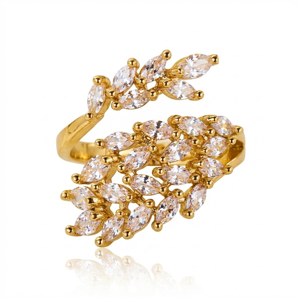 

Minimalist Wheat Ear Open Ring for Women Exquisite Shiny CZ Stone Geometry Adjustable Ring Friendship Birthday Jewelry Gift