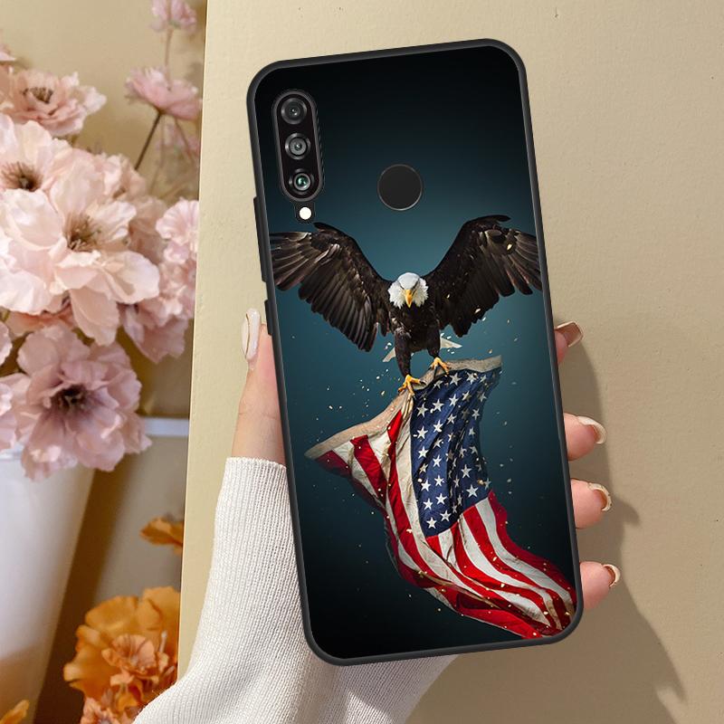 American USA Flag Eagle For Huawei Nova 10 SE 9 3i 7i 8i 11i 12i Y73 Y90 Y70 Y72 Y61 Y91 P60 Pro P40 P30 Lite Case