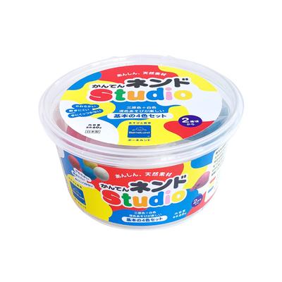 BorneLund Original Kanten Clay Studio Set for Ages 2 and Up 4-Color [Red, Blue, Yellow, White] (Agar Clay) (NS001)