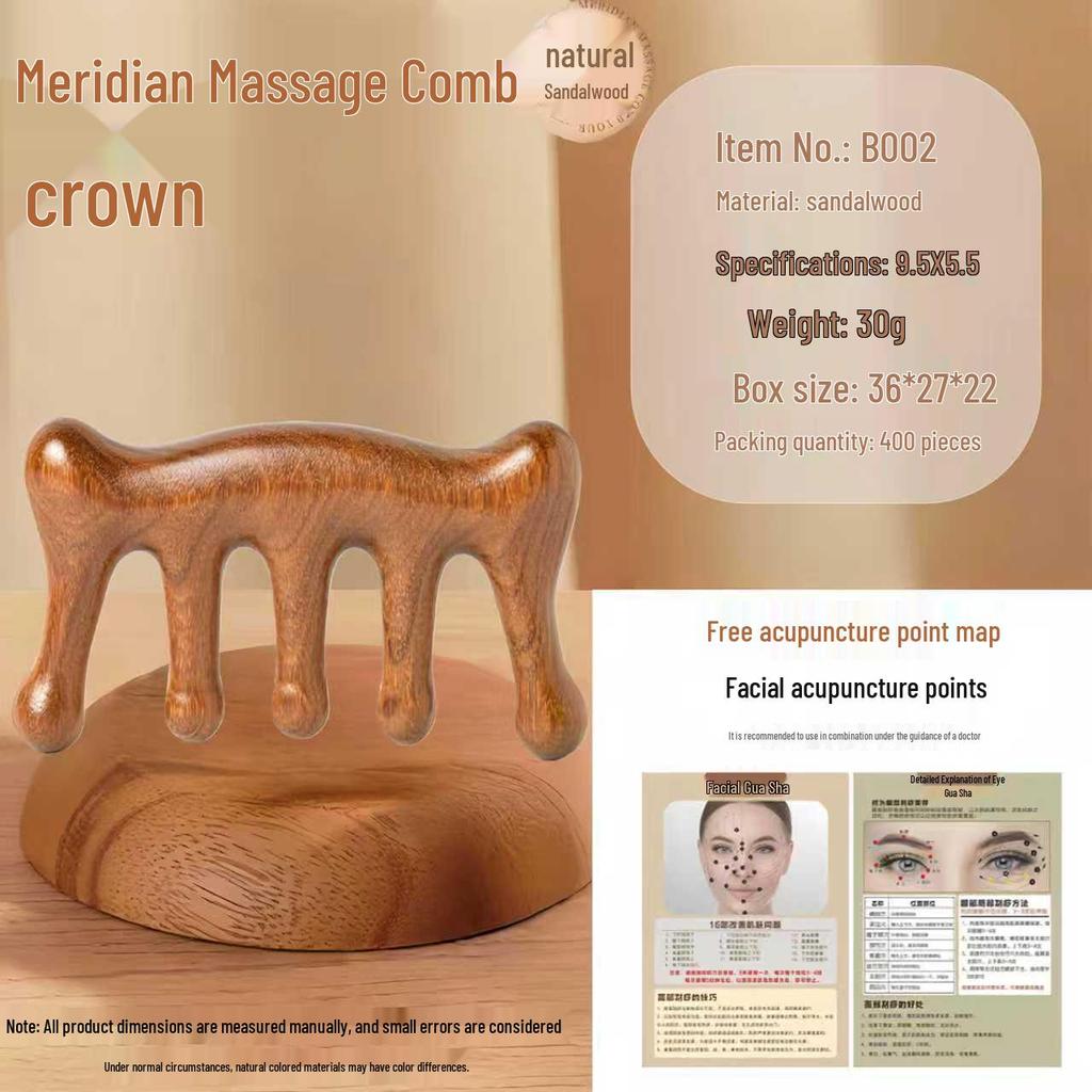 Sandalwood Meridian Massage Comb, Natural Health Wood Comb for Men & Women, Home Acupoint Therapy.