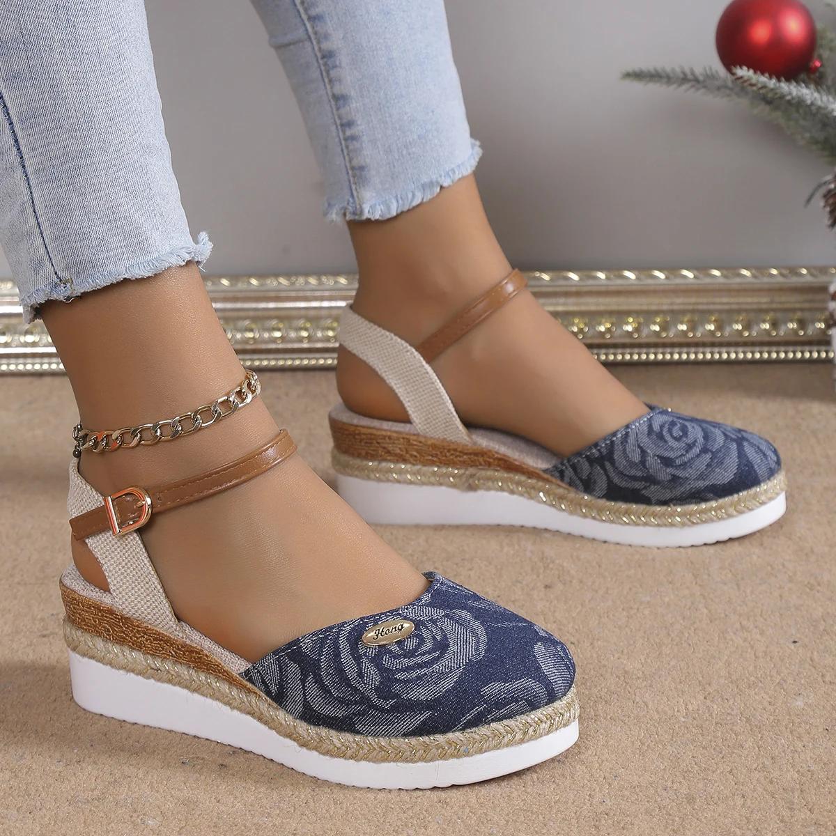 Женские босоножки на танкетке Новые летние туфли для женщин Гладиаторские дизайнерские — фото 10