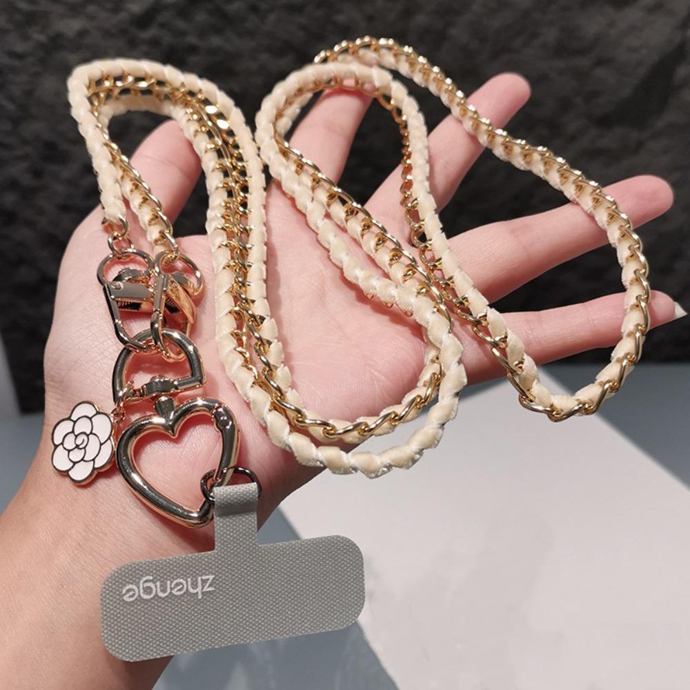 

Flower Pendant Crossbody Phone Strap Luxury Fashion Mobile Phone Strap Rope Outdoor Travel бежевий