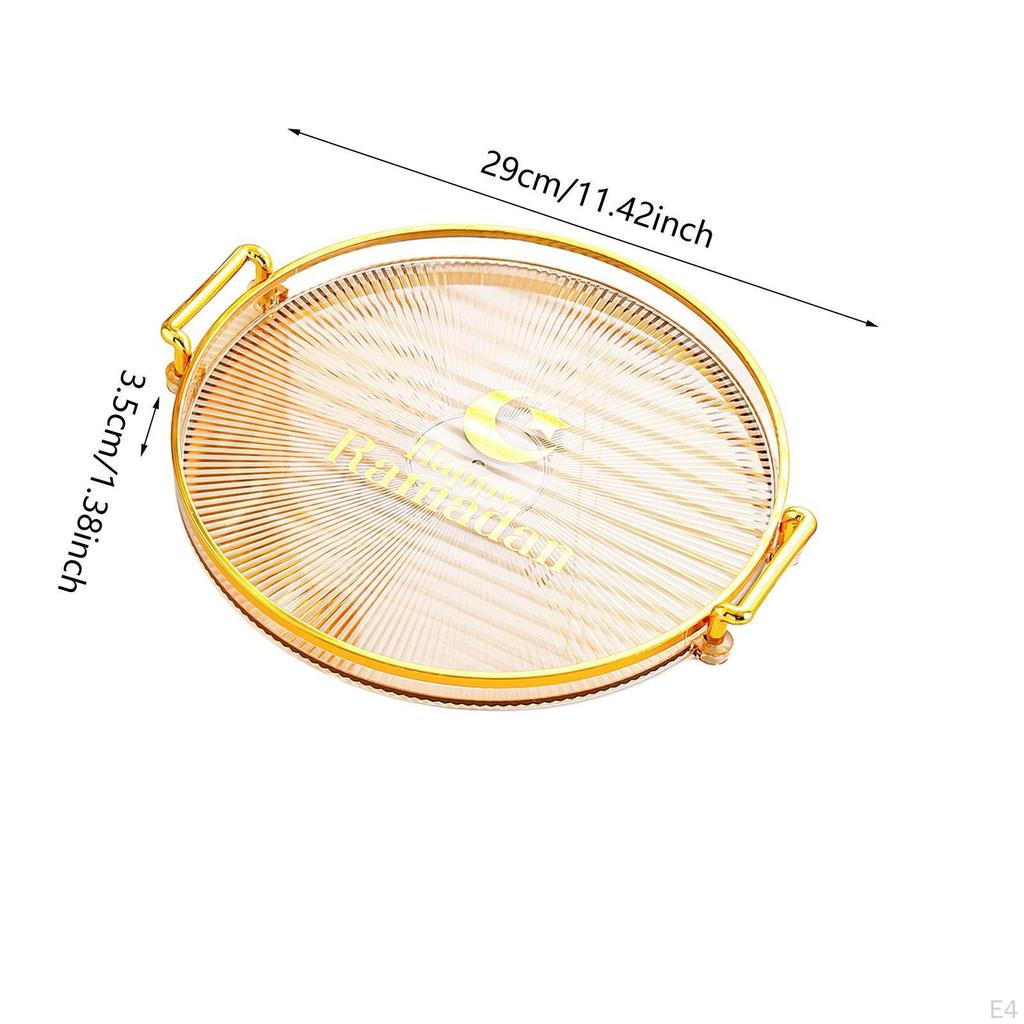 Breakfast Platter Decorative Round Serving Tray with Handle Jewelry Storage Vanity for