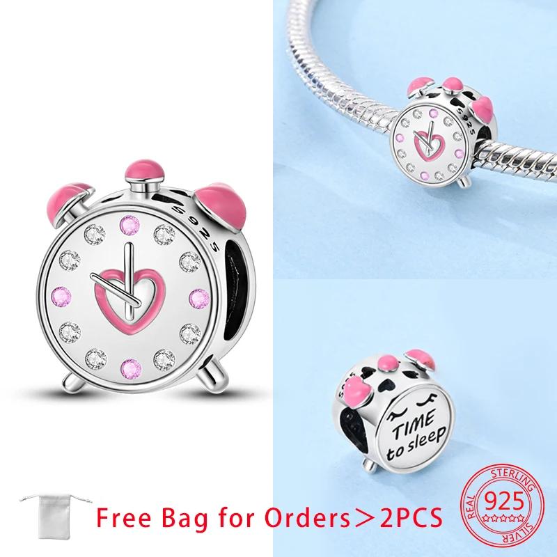 Original Charms Copper Pink Room Alarm Clock Beads Sewing Machine Drawing Board Pendant Fit Diy Bracelet Jewelry Women Gift