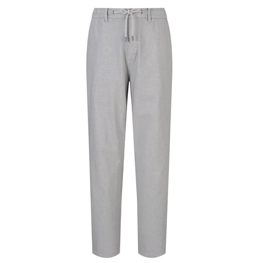 BUCKAROO Men'S Cotton Small Check Elastic Waist Chino Pants Light Grey