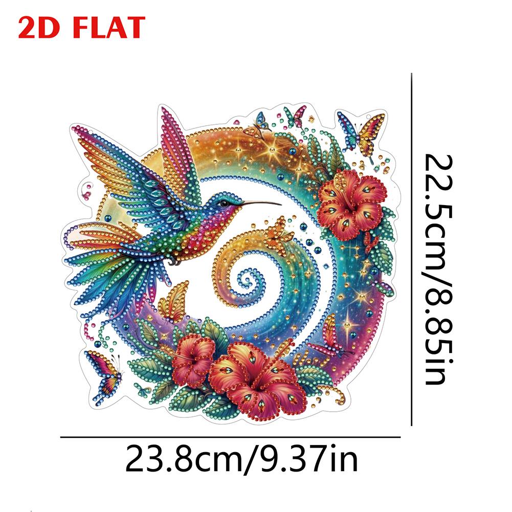 2D Flat Hummingbird DIY Hanging Diamond Art Kits Rhinestone Diamond Painting Set Diamond Art Pendant Wall Decor for Home Windows