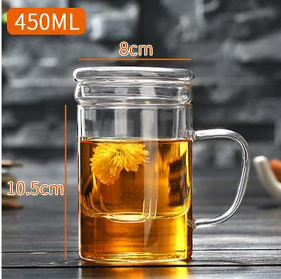 Transparent Borosilicate Glass Tea Infuser Cup with Filter - Stylish Office Tea Separator for Men and Women