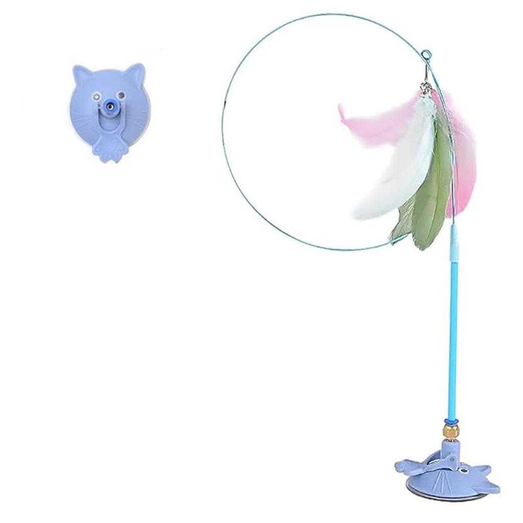 New Feather Long Pole And Steel Wire Cat Toy With Suction Cup Interaction Cats Teasing Feathered Wand Toy Funny Cat Supplies Toy