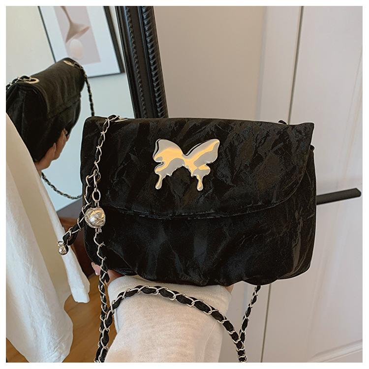 

Нишевая летняя эстетика, личность, модная цепочка, на плечо, сумка-мессенджер, женская, 2024, новая, повседневная, плиссированная сумка-седло чёрный