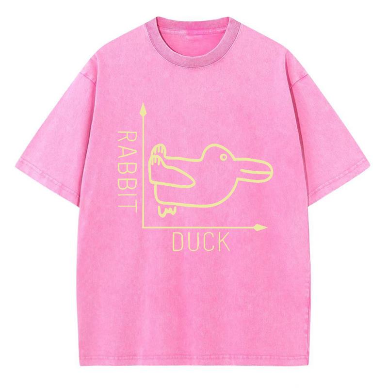 Round Neck T-shirt Casual Couple Top High-Quality Imitation Denim Fabric Humor Cartoon Print Summer