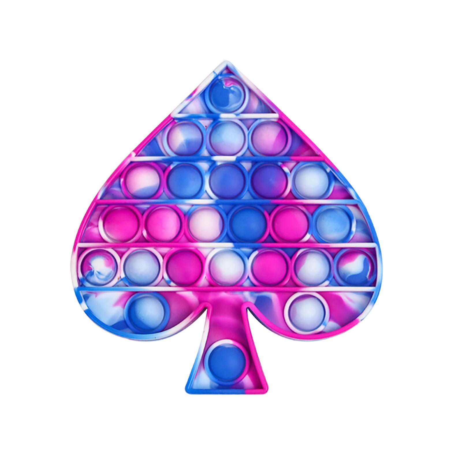 Spade Shaped Sensory Bubble Popper Toy Soft Silicone Material Reusable Fidget Stress Relief Toy for Kids and Adults