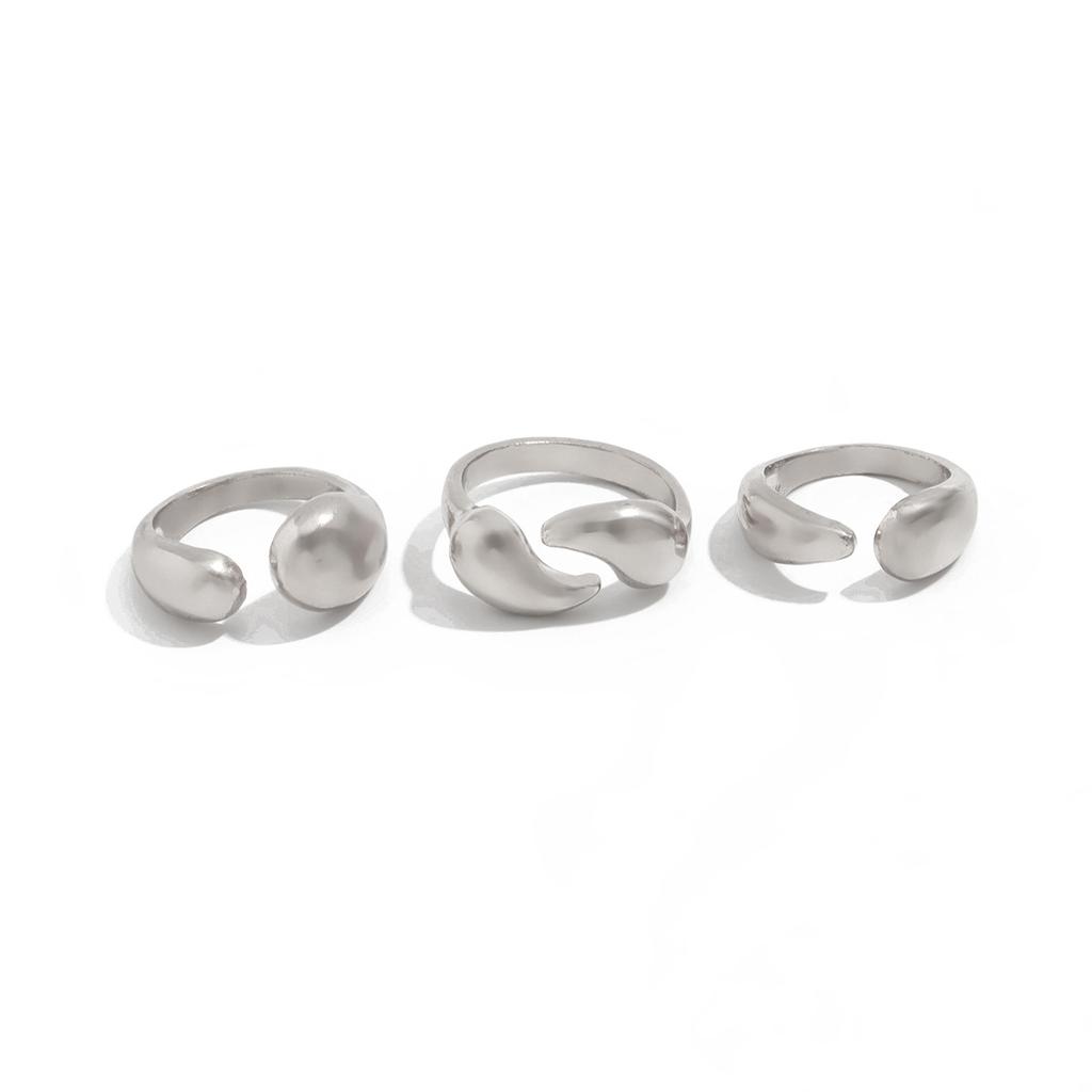 Fashion Metal Glossy Plain Ring Bracelet Set Bracelet Personality Simple Geometric Wide Bracelet Women