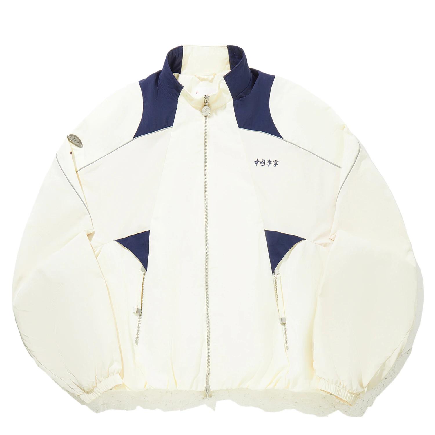 Li Ning Trench Coats Women s Mother Of Pearl White/Dark Navy Blue Stand Collar Moderate Other AFDVG28-1 L