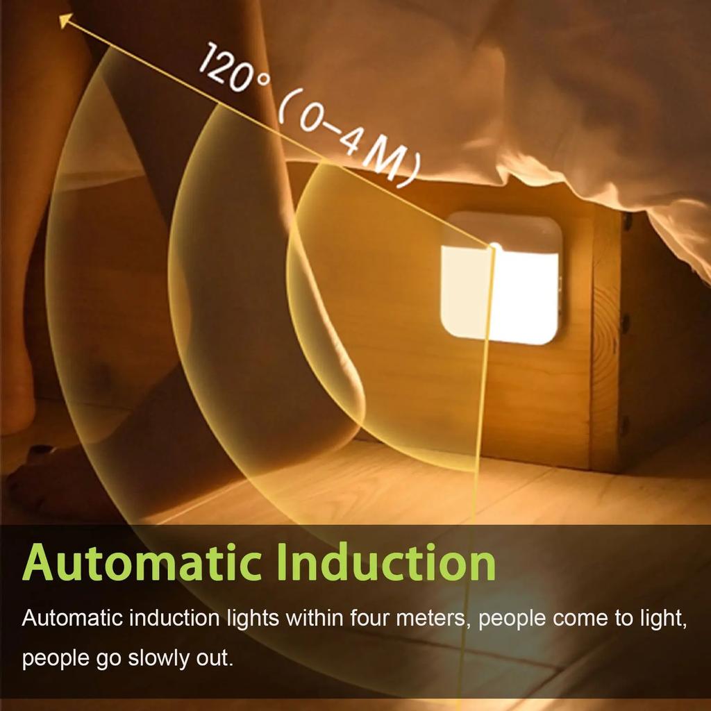 Motion Sensor Light Led Usb TYPE-C Charging Square Lamp for Bedroom Kitchen Stair Hallway Wardrobe Cupboard Lighting Night Light