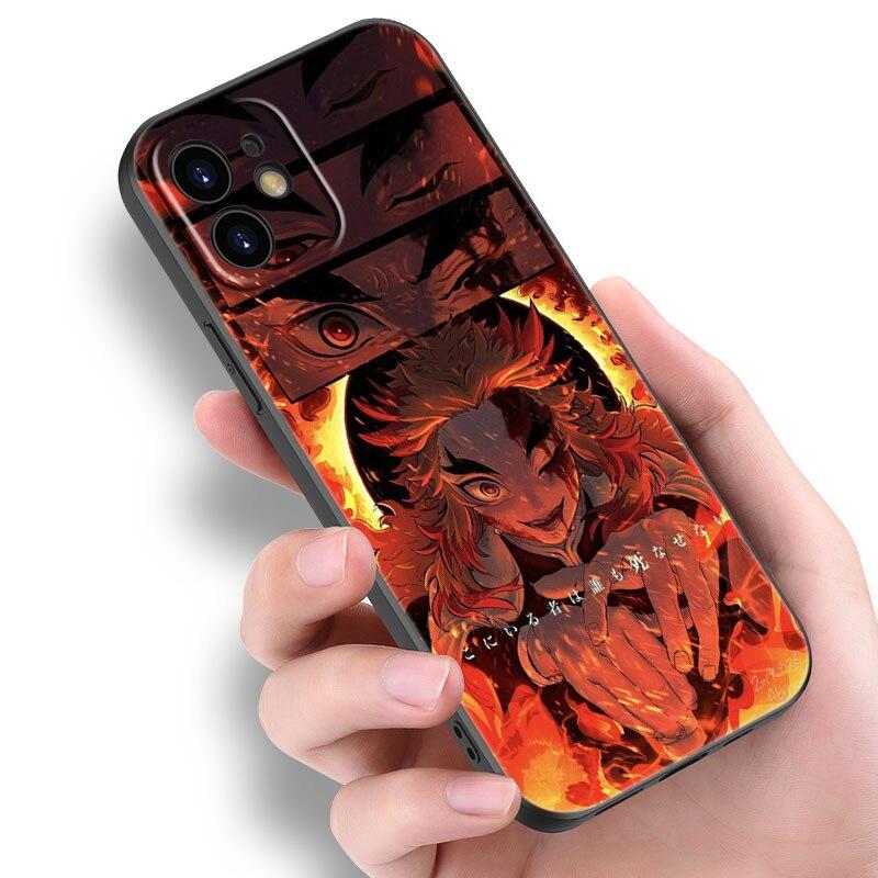 Anime Demon Slayer Tanjiro Case For Apple iPhone 14 13 12 Mini 11 Pro Max 7 8 XR X XS 7 8 Plus SE 2020 2022 Black Cover