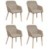 Day and Night - Day and Night Dining Chairs 4 Pcs Fabric and Solid Oak Wood Beige