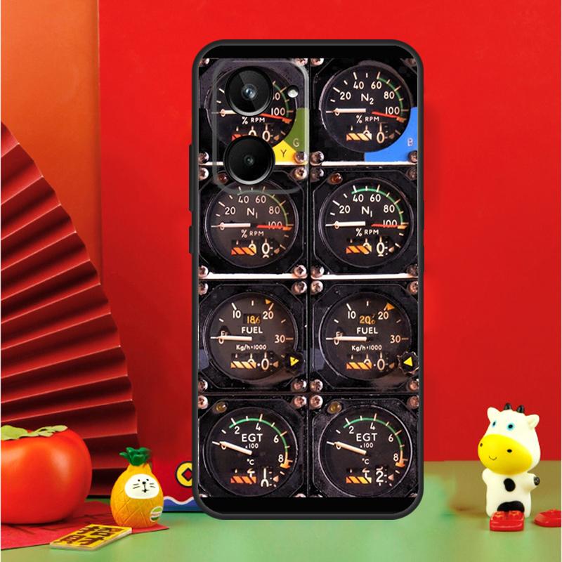 Aircraft Cockpit Dashboard For Realme 12 10 9 11 Pro Plus GT5 GT Neo 6 C53 C51 C35 C33 C30 C25s C21Y C31 C67 C55 Case