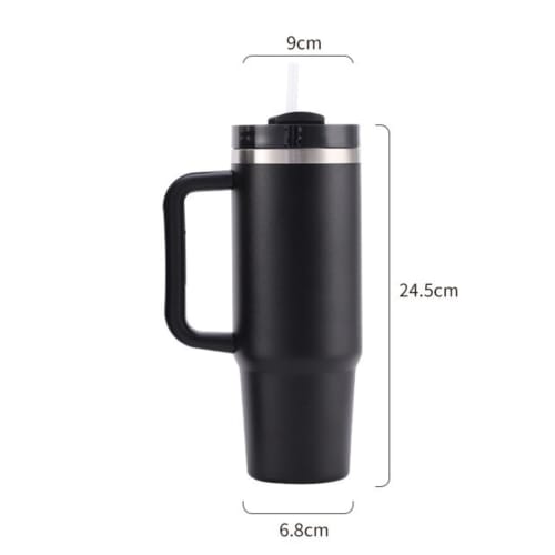 Eyawe Thermos with Lid, Handle, and Straw, Vacuum Insulated, Double-Walled Wall, Large Capacity, Keeps Hot or Cold, Spill-Proof, Stainless Steel Kettl