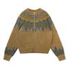 Winter 2025 Fair Isle Jacquard Ethnic-Style Knit Cardigan - Retro Loose Fit for Couples