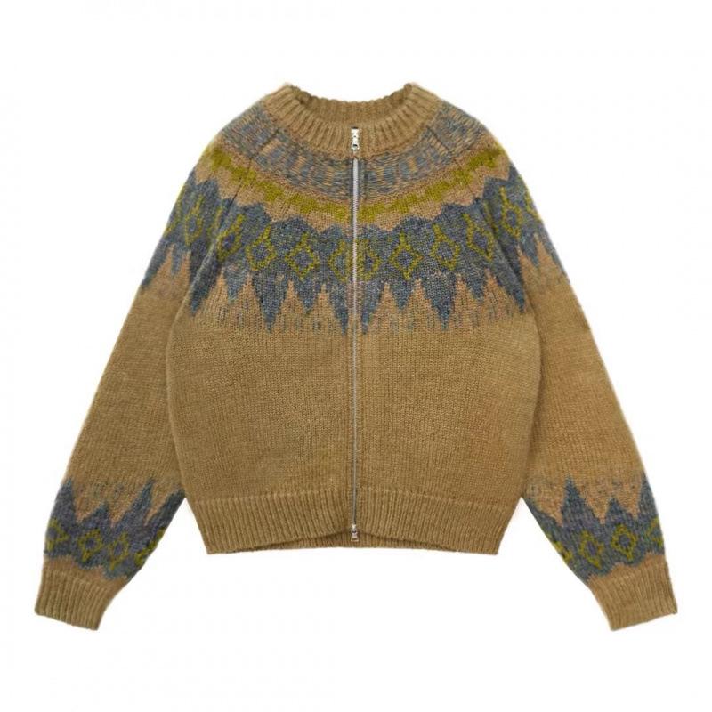 Winter 2025 Fair Isle Jacquard Ethnic-Style Knit Cardigan - Retro Loose Fit for Couples